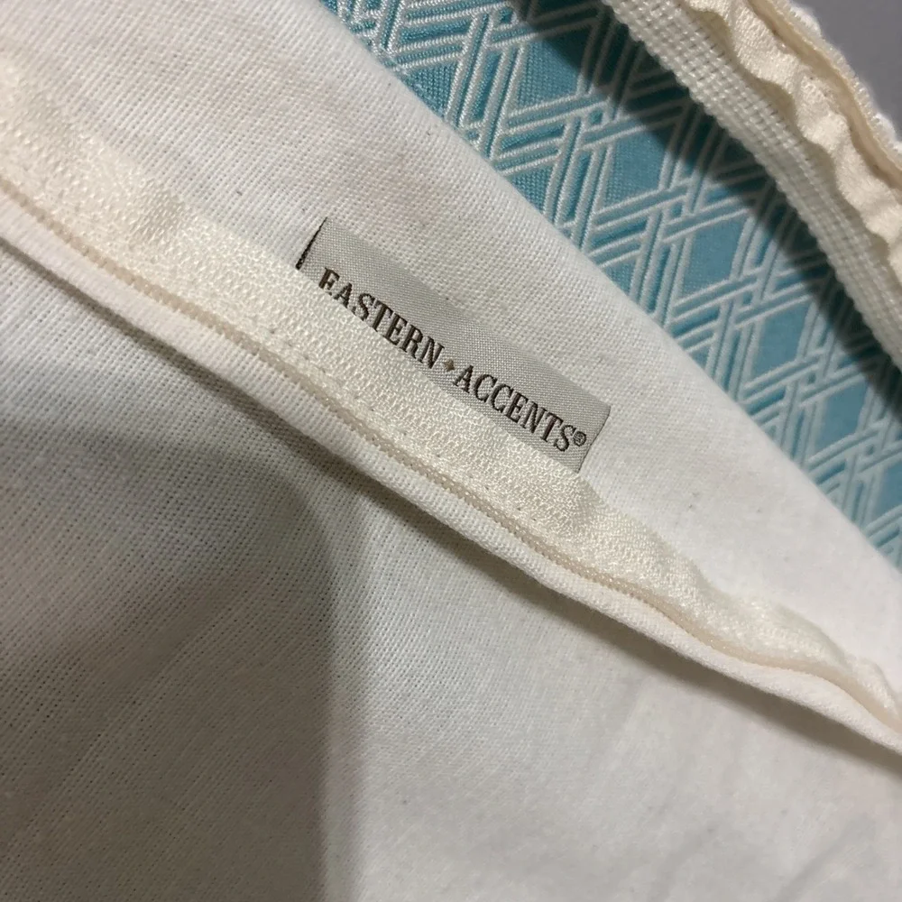Eastern Accents King Shams Aqua Blue Diamond Mitered Bordered 21x35 Pillow Cases